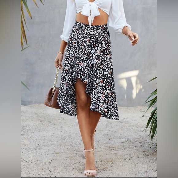 SHEIN Allover Print High Low Ruffle Hem Skirt, Women's Size Small. - Picture 4 of 5
